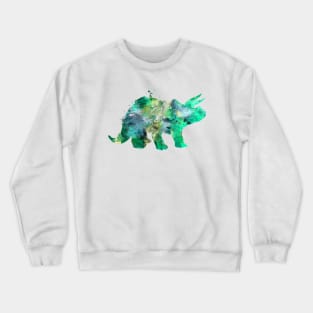 Green and Gold Triceratops Watercolor Painting Crewneck Sweatshirt